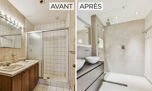 Avant après rénovation d'une salle de bain à Lyon par plombier 7