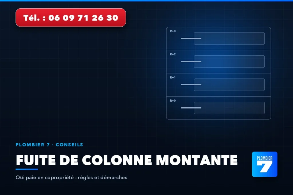 Fuite de colonne montante — Qui paie en copropriété : règles et démarches | Plombier 7, plombier à Lyon 24h/24 et 7j/7