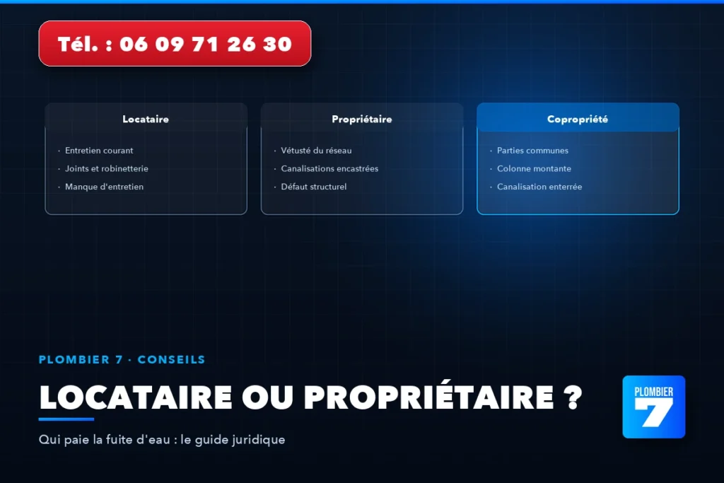 Locataire ou propriétaire ? — Qui paie la fuite d'eau : le guide juridique | Plombier 7, plombier à Lyon 24h/24 et 7j/7