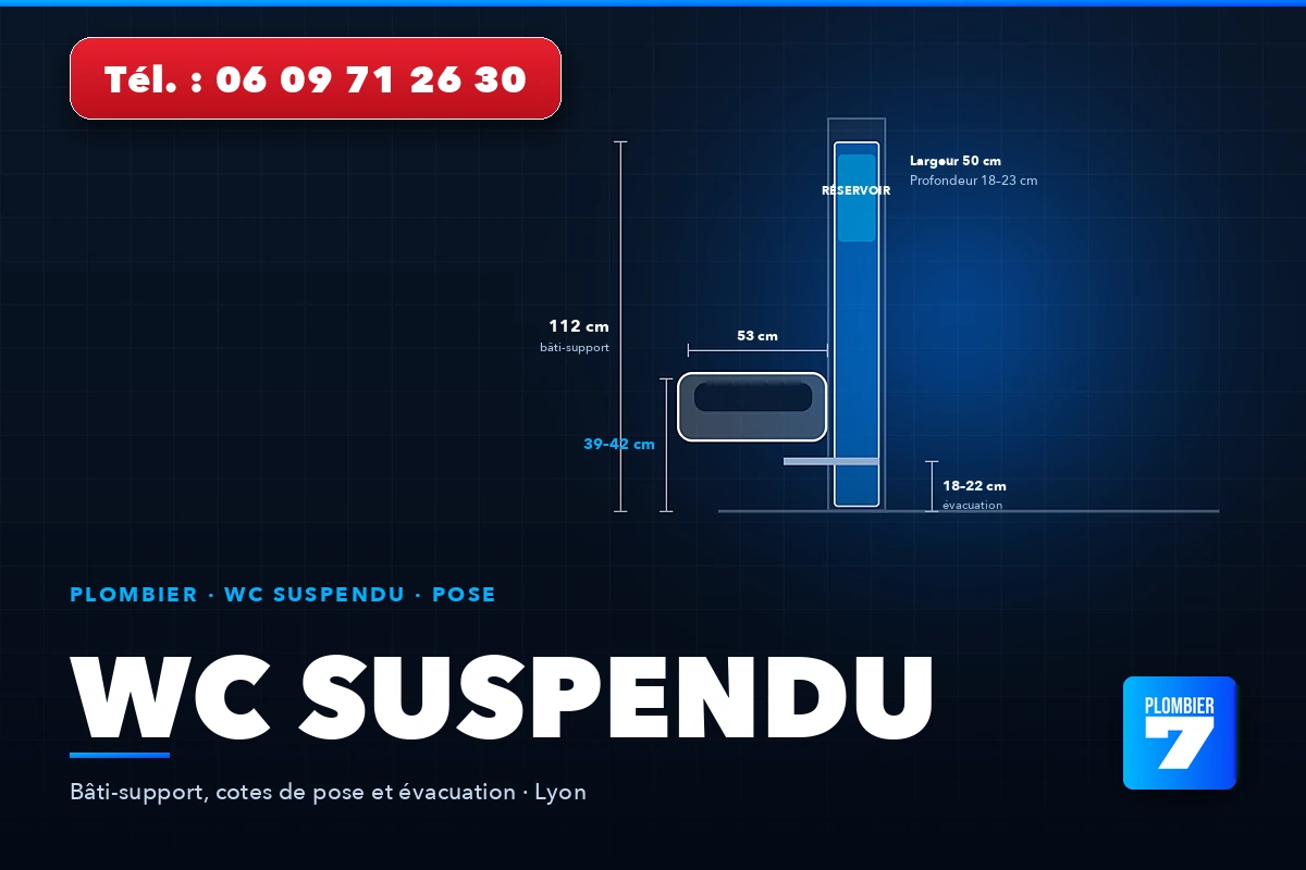 Installation de WC suspendu à Lyon : cotes du bâti-support, hauteur d'assise et évacuation — Plombier 7