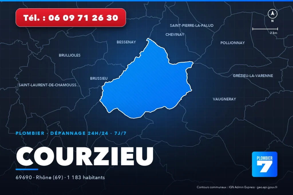 Plombier à Courzieu (69690) — zone d'intervention de Plombier 7, dépannage 24h/24 et 7j/7