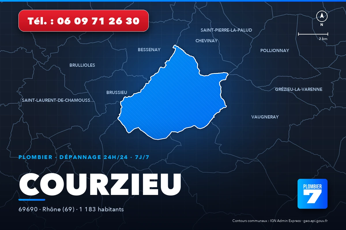 Plombier à Courzieu (69690) — zone d'intervention de Plombier 7, dépannage 24h/24 et 7j/7