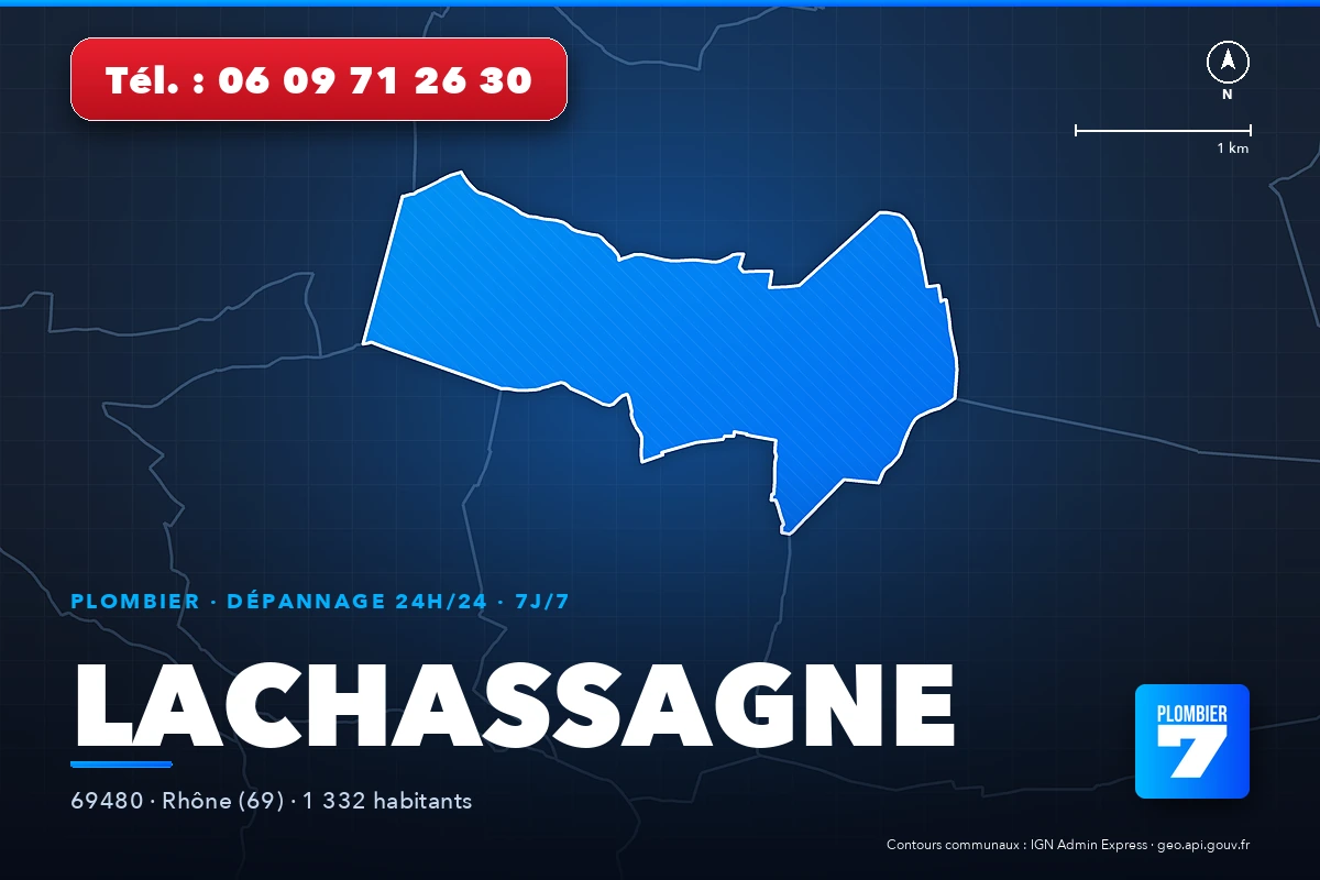 Plombier à Lachassagne (69480) — zone d'intervention de Plombier 7, dépannage 24h/24 et 7j/7