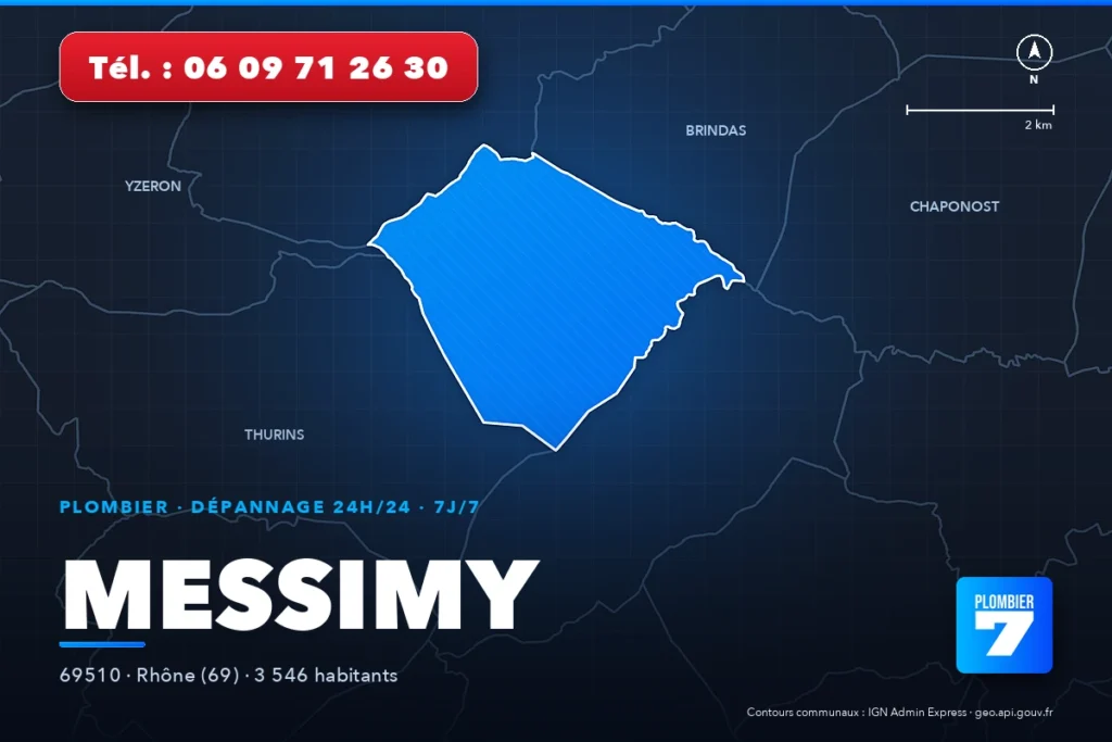 Plombier à Messimy (69510) — zone d'intervention de Plombier 7, dépannage 24h/24 et 7j/7
