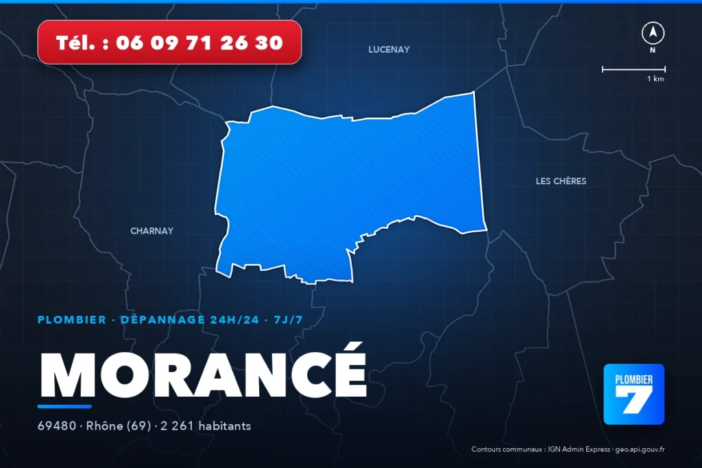 Plombier à Morancé (69480) — zone d'intervention de Plombier 7, dépannage 24h/24 et 7j/7