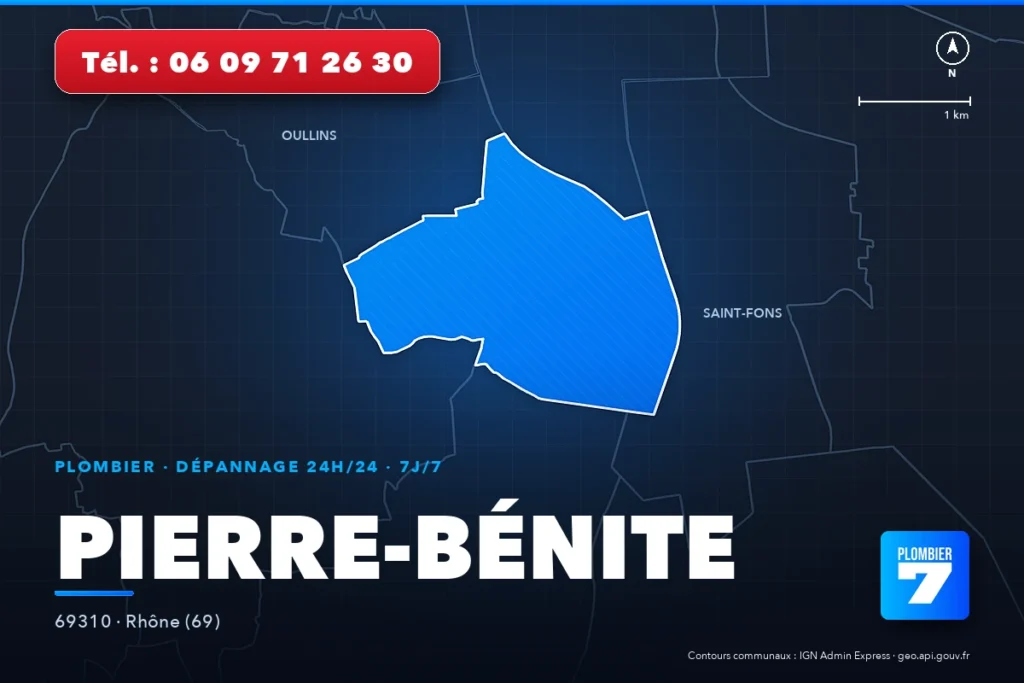 Plombier à Pierre-Bénite (69310) — zone d'intervention de Plombier 7, dépannage 24h/24 et 7j/7
