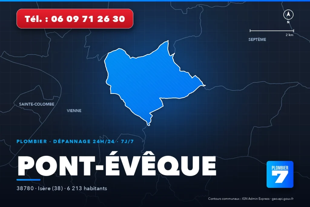 Plombier à Pont-Évêque (38780) — zone d'intervention de Plombier 7, dépannage 24h/24 et 7j/7