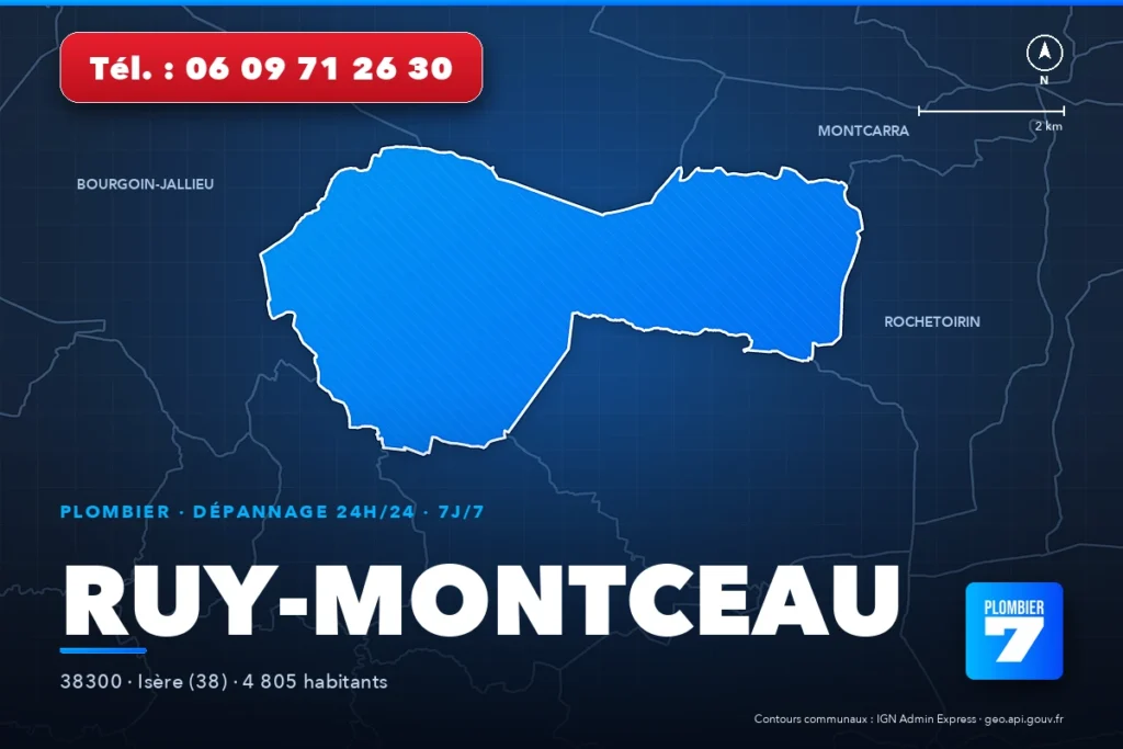 Plombier à Ruy-Montceau (38300) — zone d'intervention de Plombier 7, dépannage 24h/24 et 7j/7