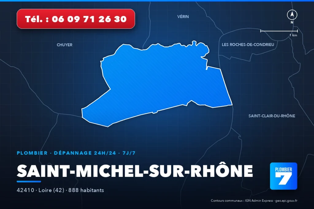 Plombier à Saint-Michel-sur-Rhône (42410) — zone d'intervention de Plombier 7, dépannage 24h/24 et 7j/7