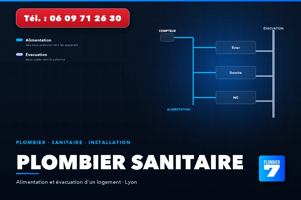 Réseau sanitaire d'un logement à Lyon : alimentation en eau et évacuation des eaux usées — Plombier 7