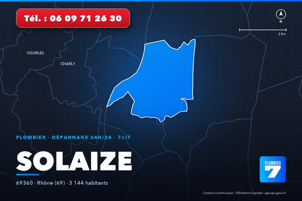 Plombier à Solaize (69360) — zone d'intervention de Plombier 7, dépannage 24h/24 et 7j/7