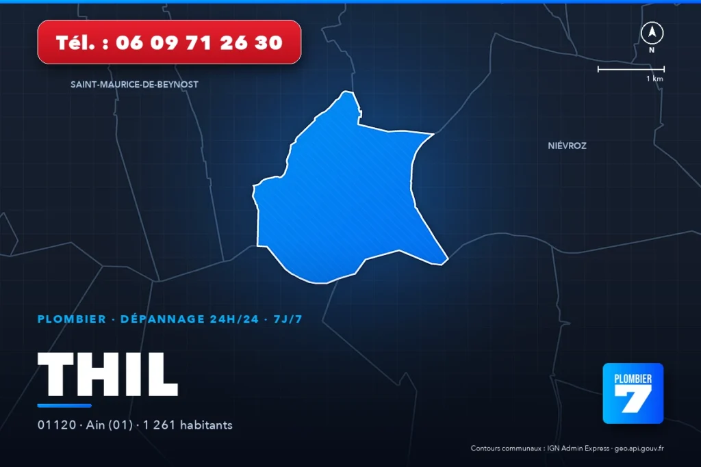 Plombier à Thil (01120) — zone d'intervention de Plombier 7, dépannage 24h/24 et 7j/7